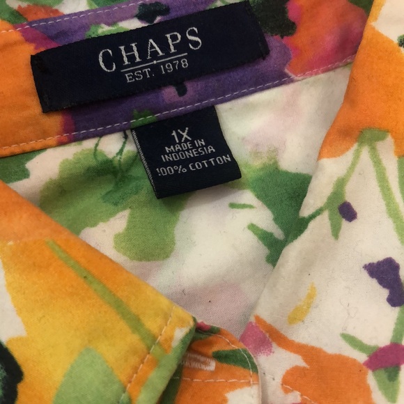 Chaps Floral Button Down Shirt - Picture 6 of 6